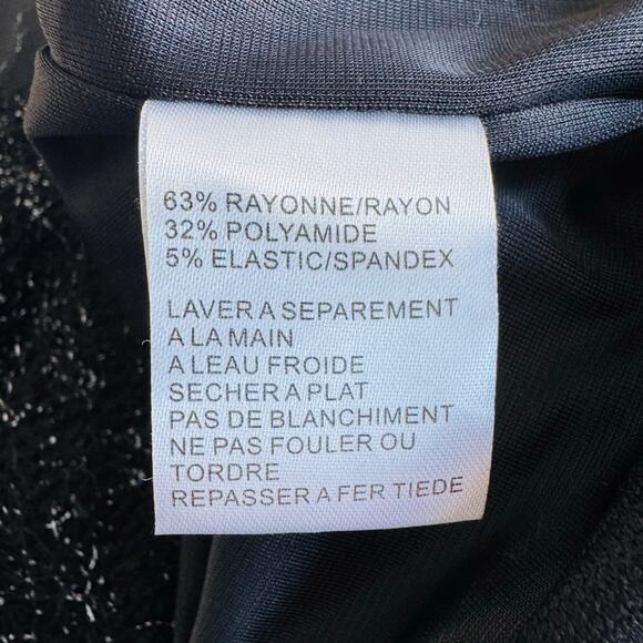 Simon Chang Black Eyelash Trim Ribbed Open Cardigan Jacket Tie Waist Size 4 - Picture 10 of 14